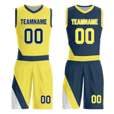 Custom Yellow Blue Classic Style Reversible Basketball Uniform Personalized COOLMAX BBJR-D017060